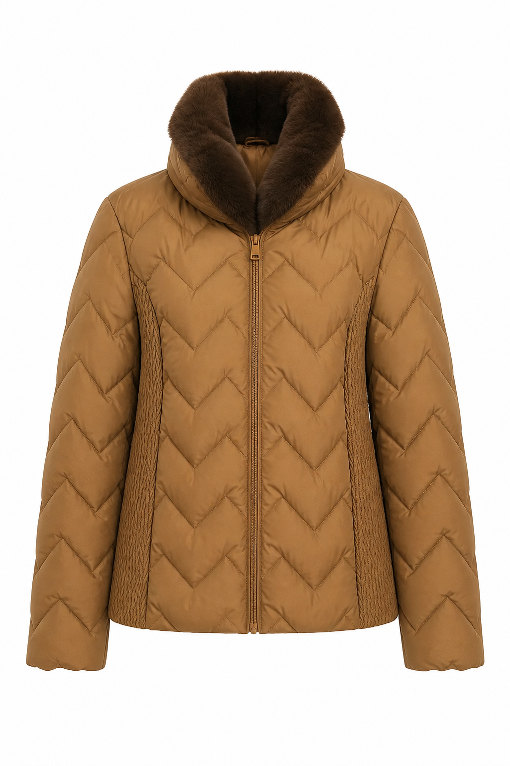 Signature Quilted Jacket – Camel / Cognac