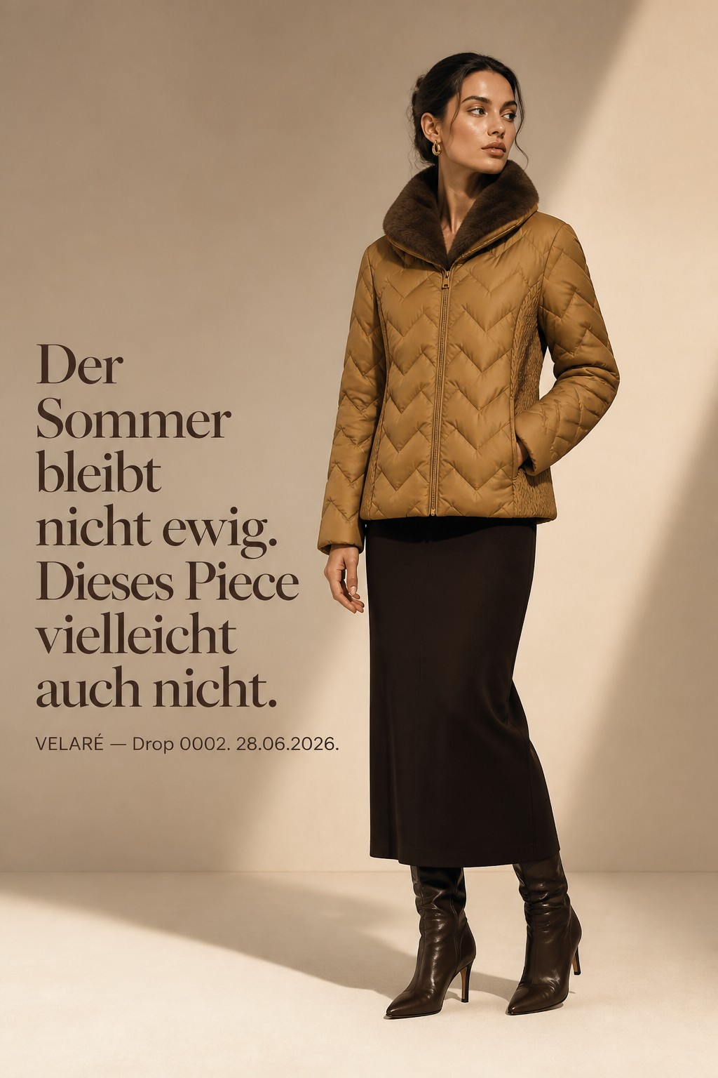 Signature Quilted Jacket – Camel / Cognac