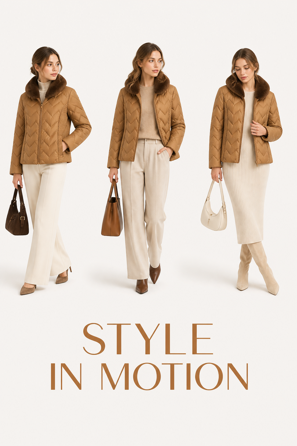 Signature Quilted Jacket – Camel / Cognac