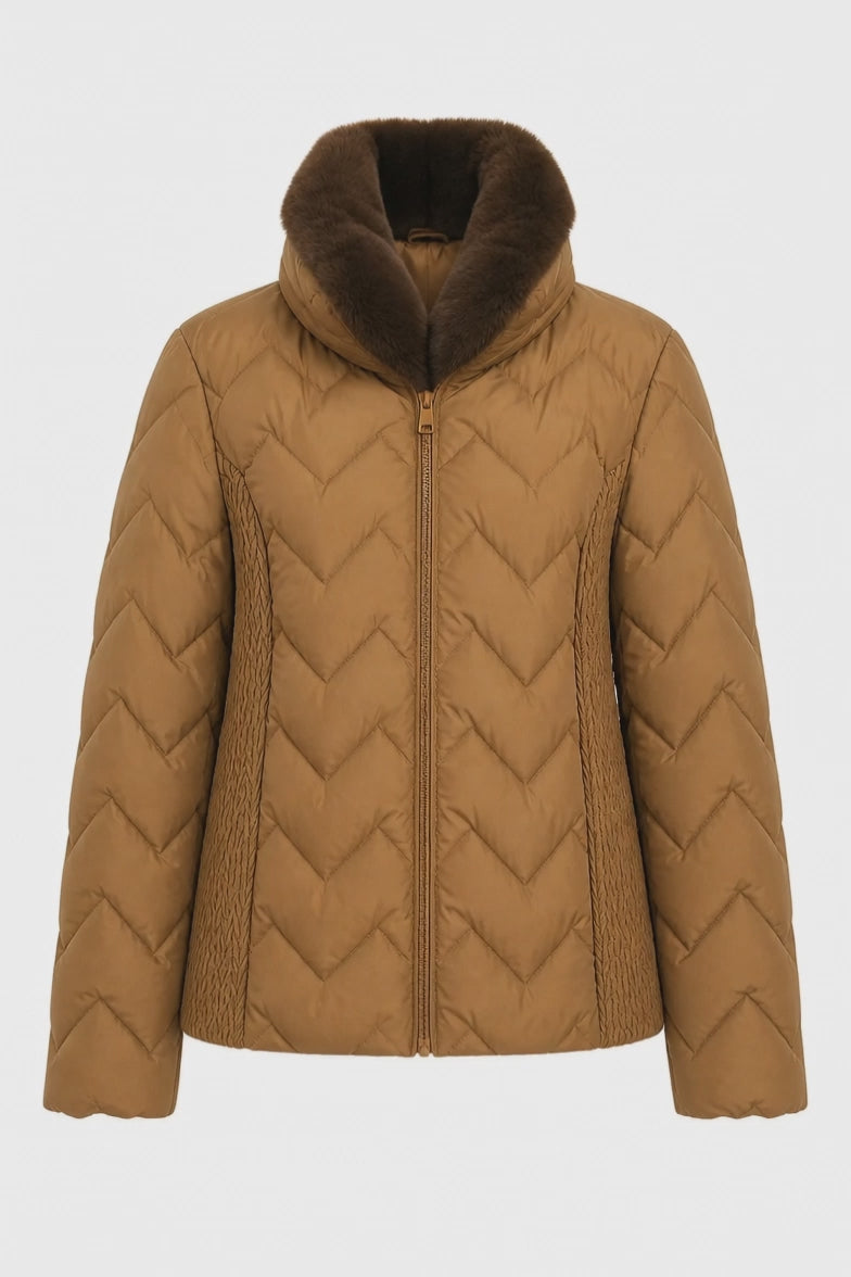 Signature Quilted Jacket – Camel / Cognac